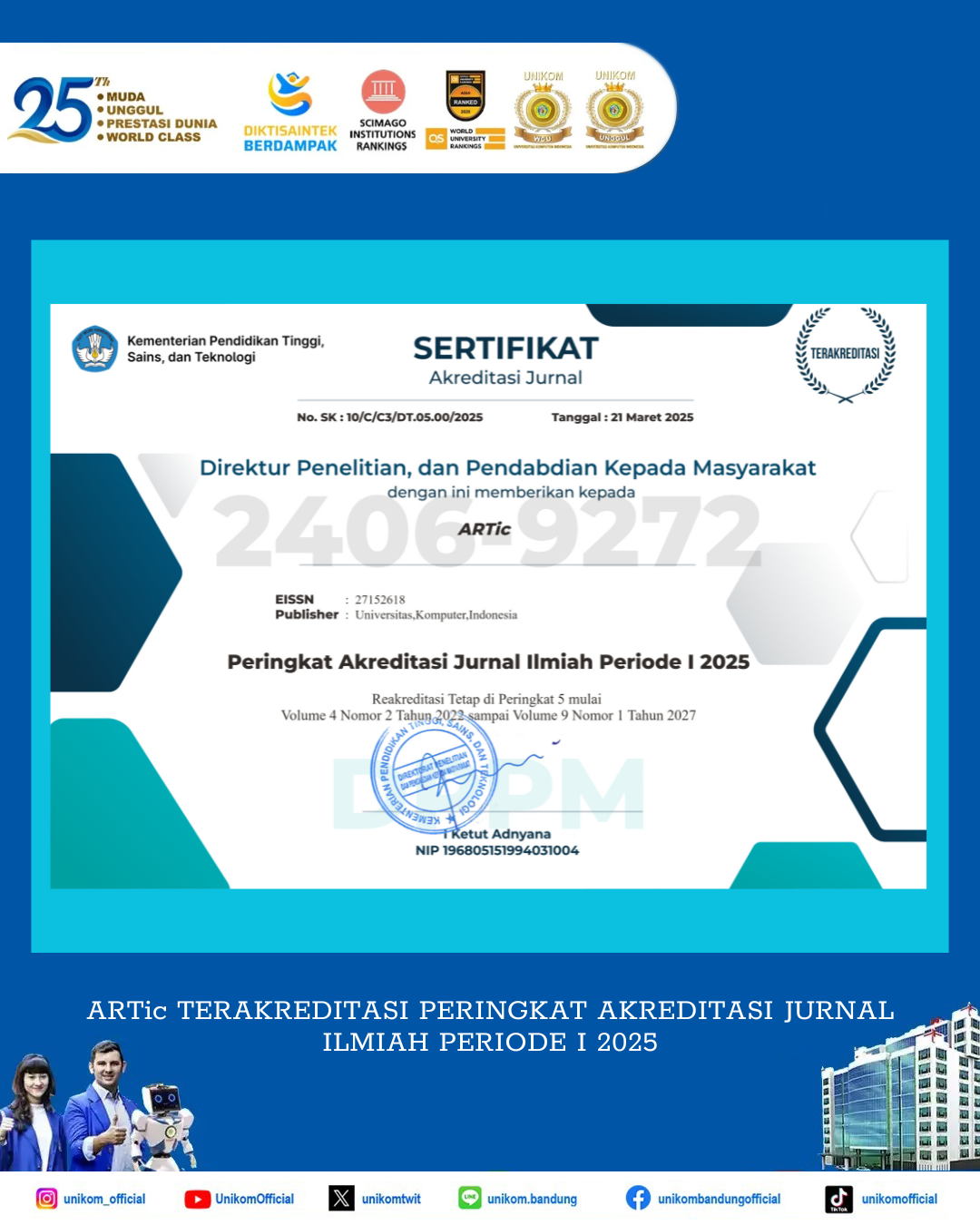 ARTic TERAKREDITASI PERINGKAT AKREDITASI JURNAL ILMIAH PERIODE I 2025